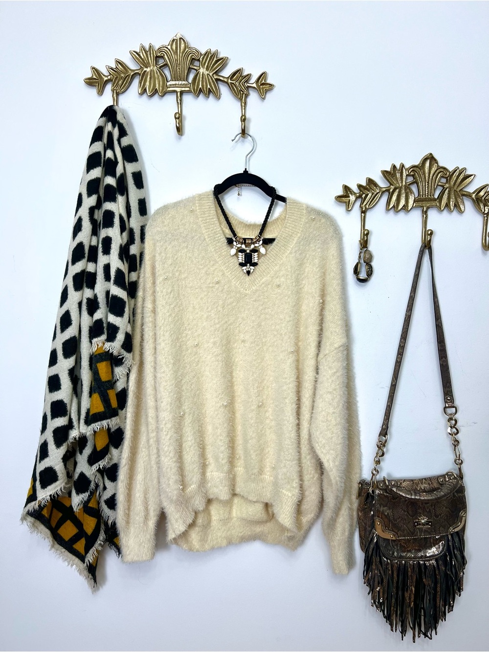 Slouchy relaxed sweater with pearls XL/1X